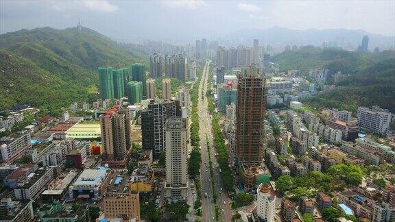 晴天珠海市景交通道路湾航拍全景4k中国
