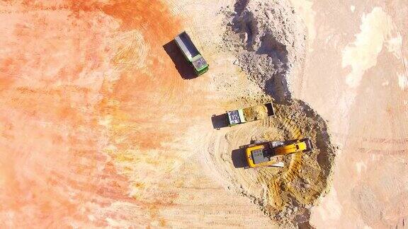 无人驾驶飞机在露天矿山的挖掘机上飞行