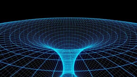 蓝色未来数字技术隧道黑洞动画3d渲染