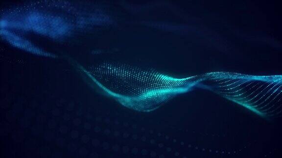 美丽抽象的波浪技术背景与蓝色光数字效果的企业理念