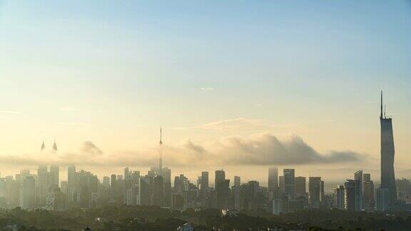 4k超高清拍摄马来西亚吉隆坡日出时的城市景观