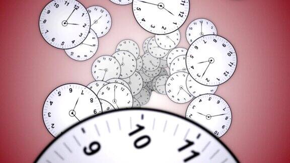 下落时钟背景动画渲染时间旅行概念循环