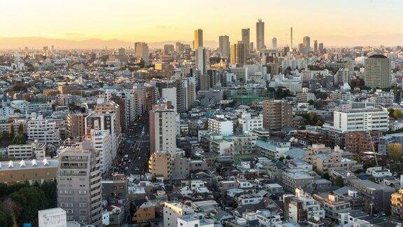 延时:从文京县鸟瞰东京城市景观和
