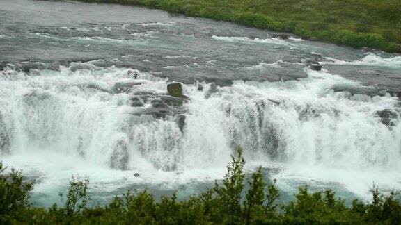 冰岛的Faxafoss瀑布慢镜头