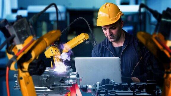 智能工业机器人手臂现代化为数字化工厂技术