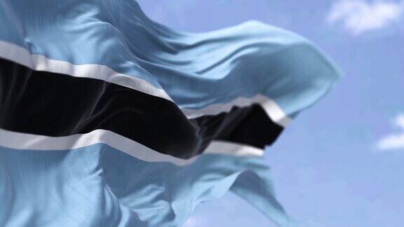 在一个晴朗的日子里博茨瓦纳国旗在风中飘扬