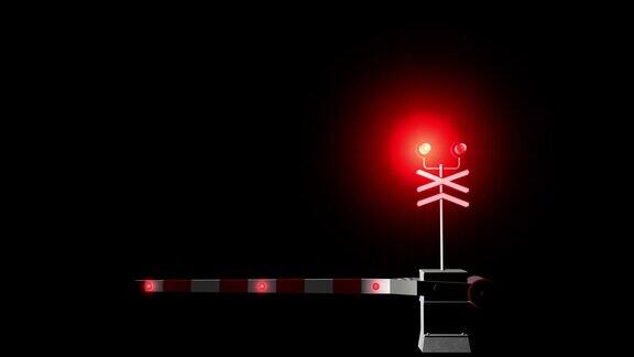 铁路道口工作的3d动画过往车辆铁路的障碍
