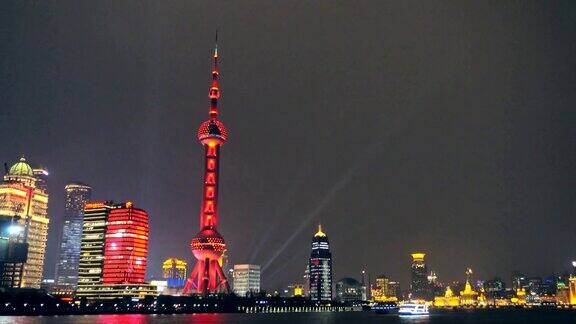 夜景上海东方明珠和黄浦江