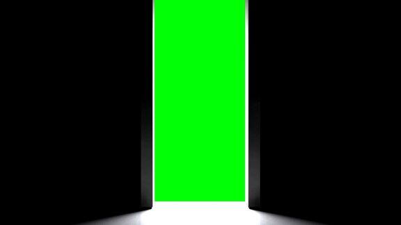 巨大的大门打开(绿色屏幕alpha)