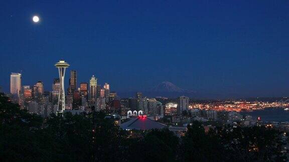 西雅图城市景观时间流逝黄昏