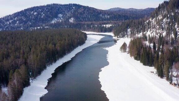冬天的阿尔泰山河