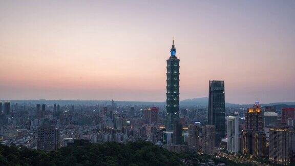 4K时光流逝:台湾台北市著名高楼全景