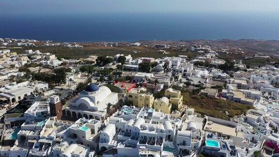 圣托里尼岛白石城爱琴海希腊火山岛上的一座白石城