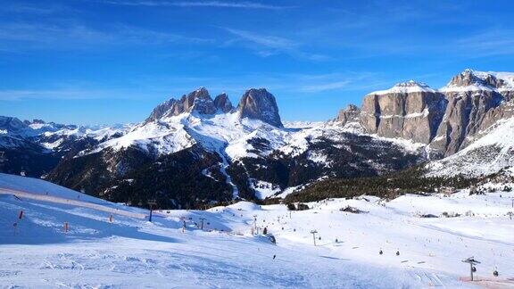 意大利Dolomites的滑雪胜地