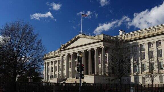 美国财政部大楼-华盛顿特区-南入口-平移镜头