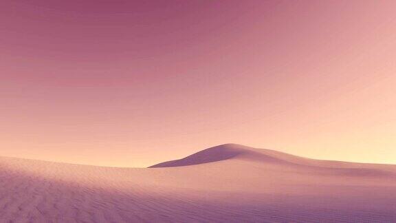 沙漠中的沙丘下奇异的紫色天空幻想3D动画