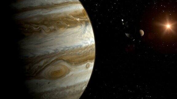 环绕木星的旅行者号太空探测器