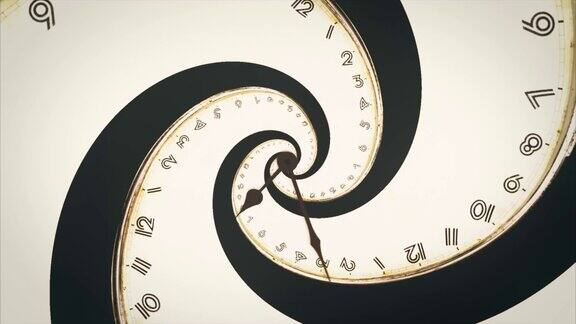 从数字中旋转的时钟螺旋抽象出无缝的动画