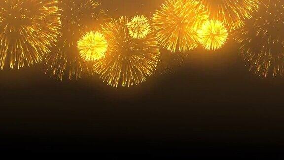 4K夜空中美丽的多色烟花新年烟花表演爆炸