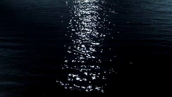 一个特写的月光下的路径上的水面上的河流