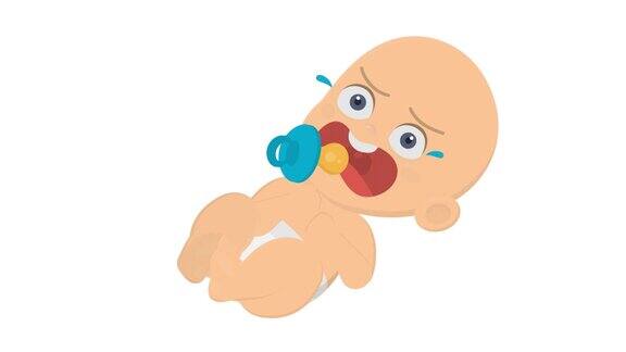 哭泣的婴儿婴儿叼着奶嘴的动画卡通