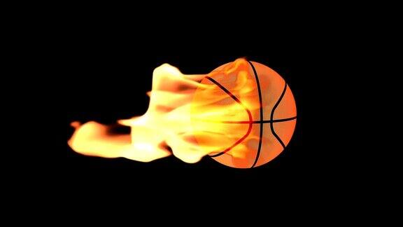 黑色背景下着火的篮球