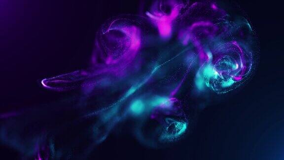 摘要数字运动流体粒子紫色和蓝色循环背景