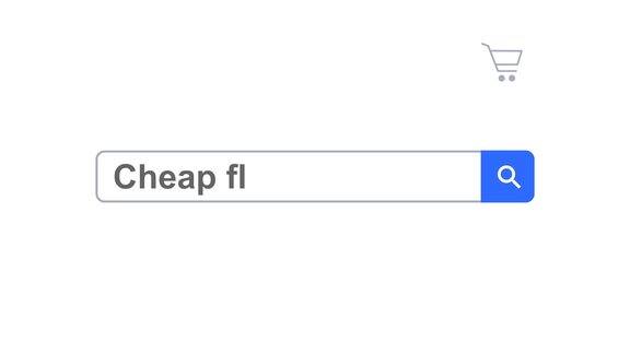 网页浏览器或网页与搜索框输入廉价航班的互联网搜索