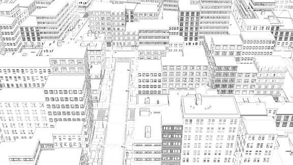 3d城市插图上的白色背景抽象的城市建筑现代城市景观大都市的背景白色的孤立的背景现代城市景观城市的轮廓4k