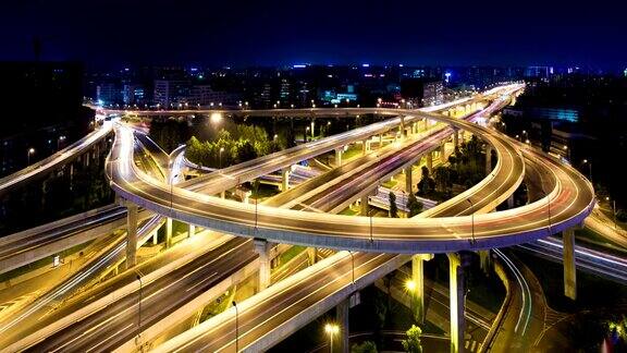 现代城市的和成都的交通夜景时光流逝