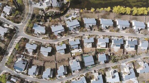 别墅住宅区的无人机视图