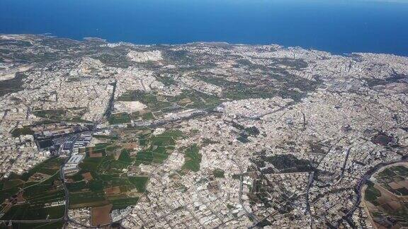 马耳他岛从飞机欧洲地中海