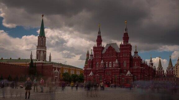 夏日莫斯科城红场全景4k时间流逝俄罗斯