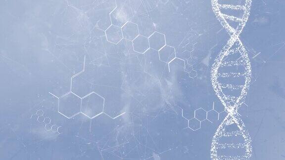 具有白色化学结构元素的旋转透明DNA链