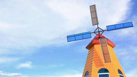 色彩斑斓的古老的风车