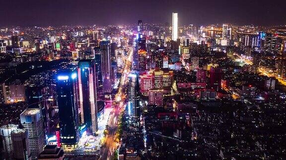 湖南长沙市中心无人机夜景延时摄影
