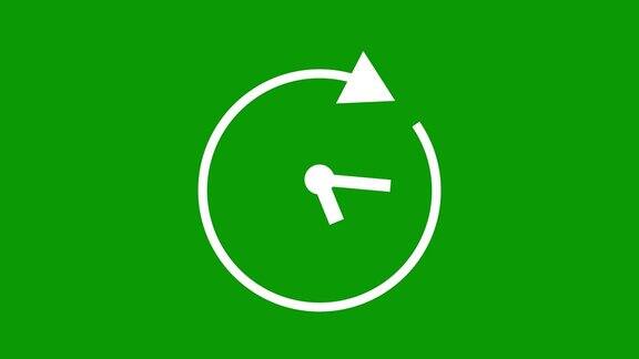 六小时秒表动画图标时钟与移动箭头简单的动画时间计数器的象征绿屏