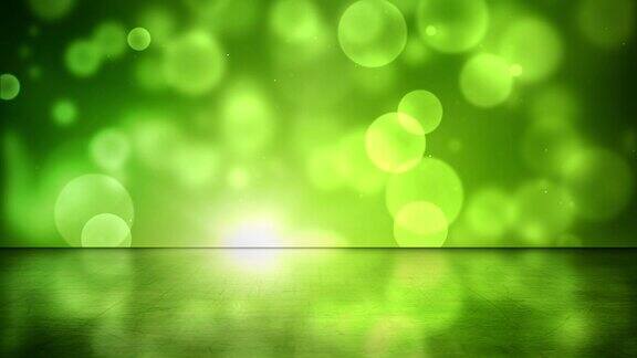反光地板背景环-绿色粒子(高清)