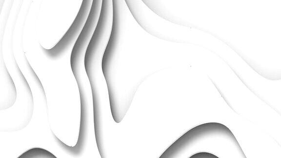 波浪弯曲白色抽象背景面3d渲染数字循环动画高清分辨率