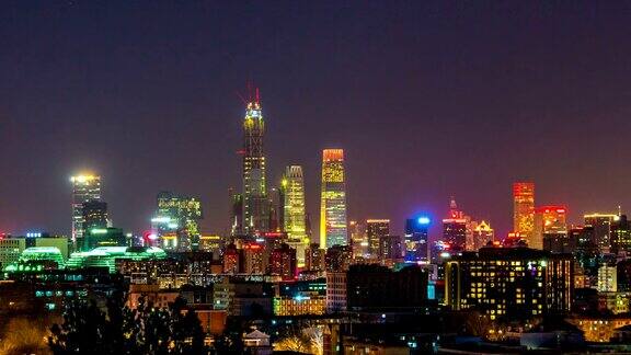 中国北京的摩天大楼间隔拍摄