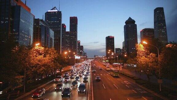 繁忙的北京CBD夜景