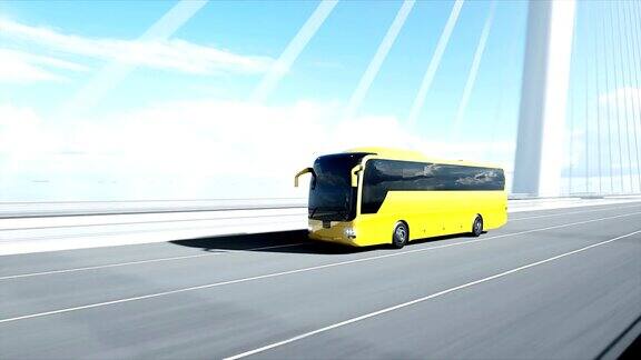 桥上巴士的三维模型开车非常快4k动画