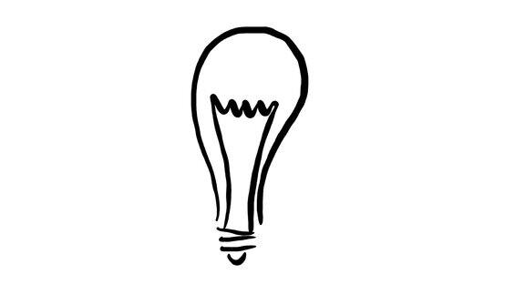 手绘动画箭头标志灯泡发明创意概念