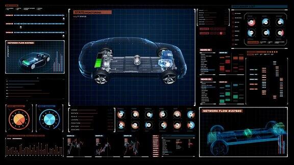 充电电子混合动力锂离子电池回声车在数字未来显示界面平视环保的未来汽车4kmovie.1