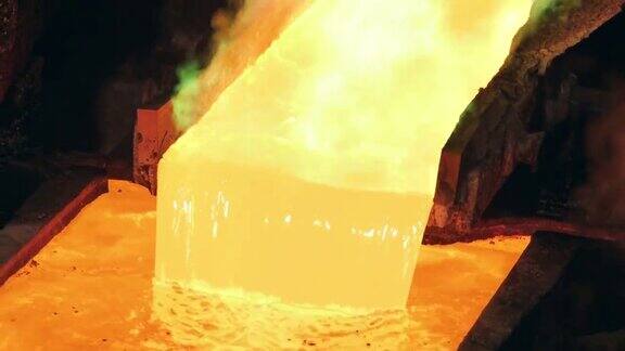 熔化的铜在燃烧时流入模具的流动