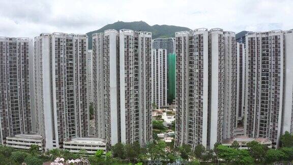 香港住宅大厦的无人机视图