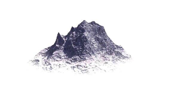 一个完整的飞行围绕一个冰雪覆盖的山体-3d插图