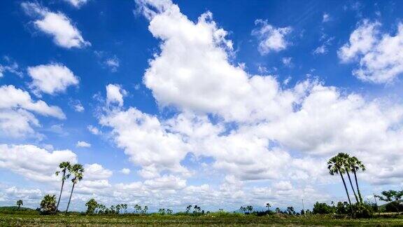 时光流逝美丽的云在田野上空移动