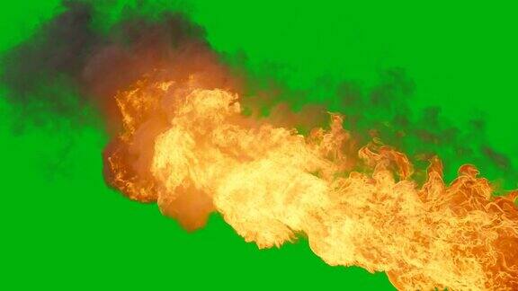 燃料猛烈燃烧浓烟滚滚火焰爆炸与alpha的现实过渡火与烟和燃料爆炸视觉特效动画在绿色屏幕前
