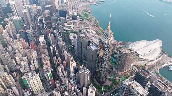 科技连通性概念的香港城市鸟瞰图